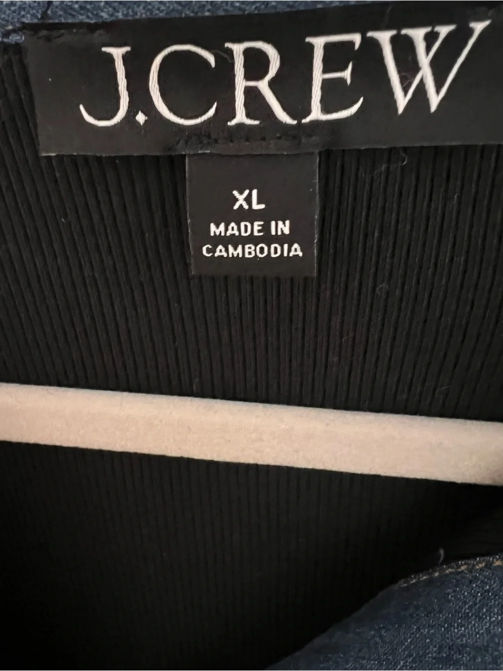 J.Crew Black Short-Sleeve Polo Top with Denim Trim